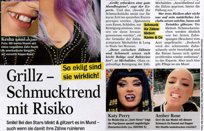 Exklusive! vom 22.10.2014 Seite 72 | Grillz - Schmucktrend mit Risiko - Zahnarzt Michalides im Interview