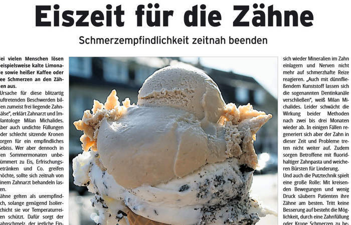 Lokal Anzeiger Erkrath vom 27.06. 2012 | Eiszeit für die Zähne - Schmerzempfindlichkeit zeitnah beenden